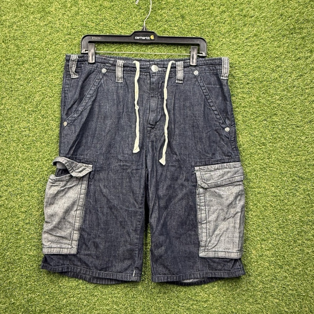 True‎ Religion Cargo Shorts Mens 33 Drawstring Baggy 2000s Body Rinse 102022